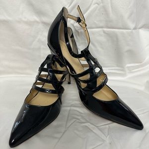 Black patent leather heels